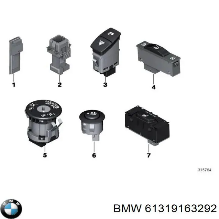Кнопка обогрева сидения BMW 61319163292 цена, от 8.87 USD