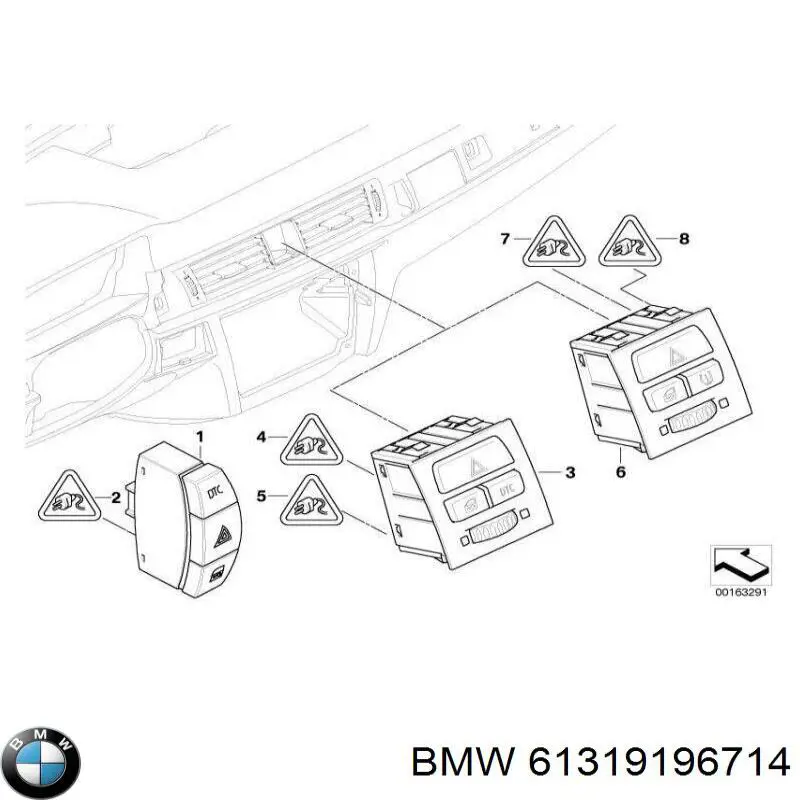 Кнопка аварийной сигнализации BMW 61316945652