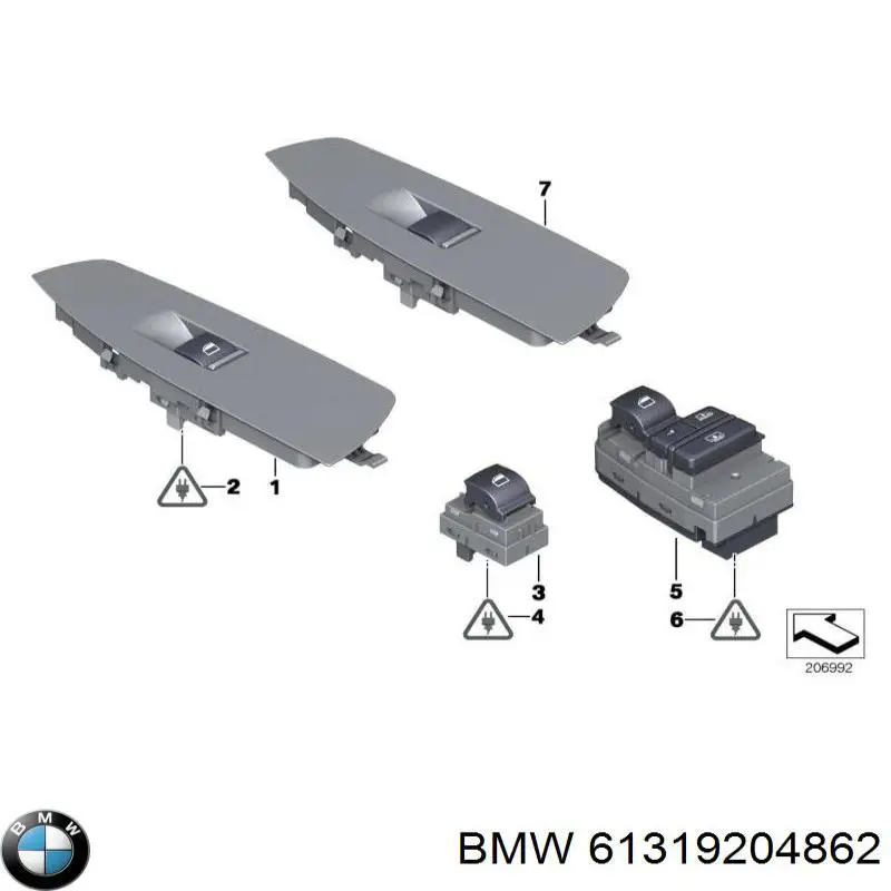 Unidade de botões traseira de controlo de elevador de vidro para BMW 7 (F01, F02, F03, F04)