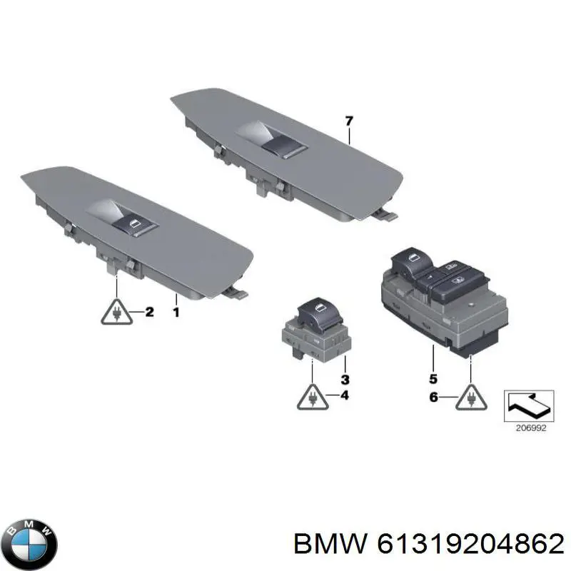 Кнопочный блок управления стеклоподъемником задний 61319195269 BMW