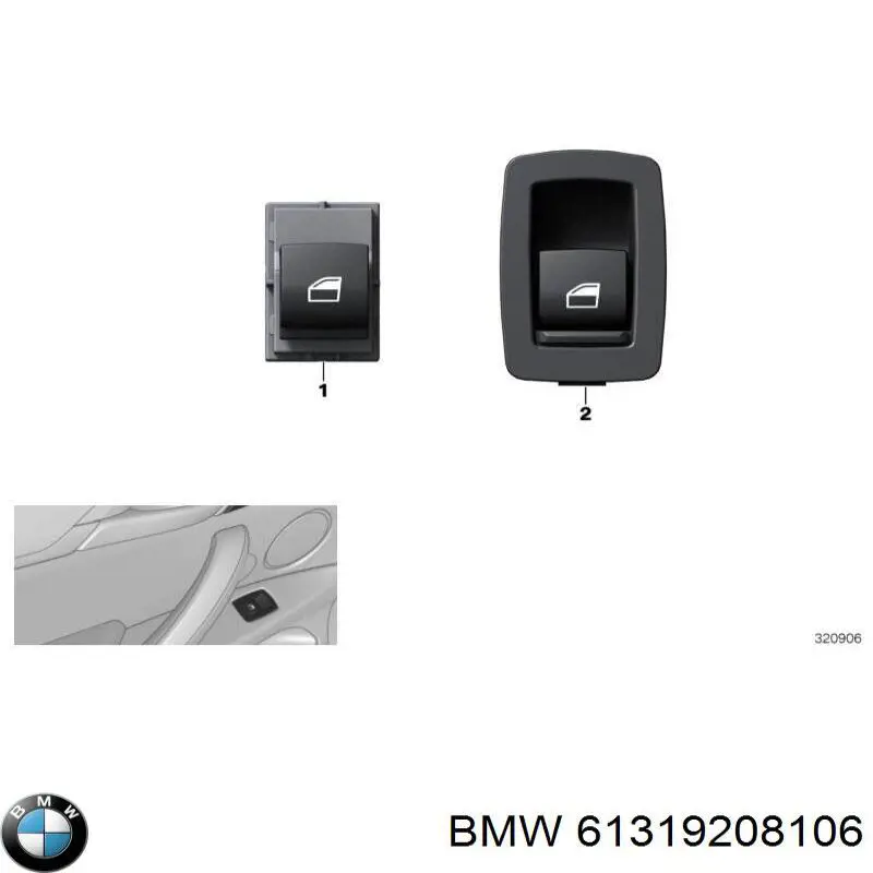 61319208106 BMW botão traseiro de ativação de motor de acionamento de vidro