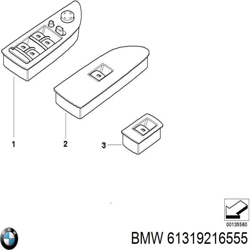 61319216555 BMW unidade de botões dianteira esquerda de controlo de elevador de vidro