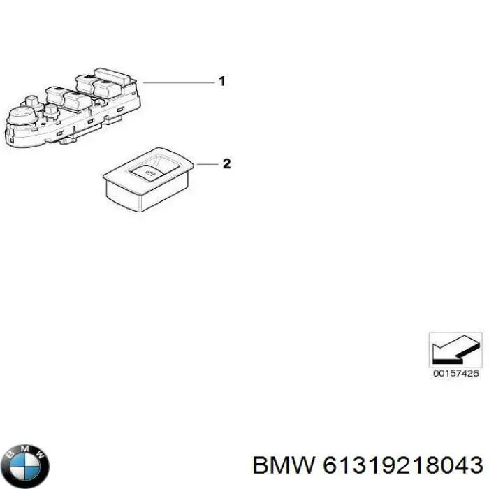 61319122116 BMW unidade de botões dianteira esquerda de controlo de elevador de vidro