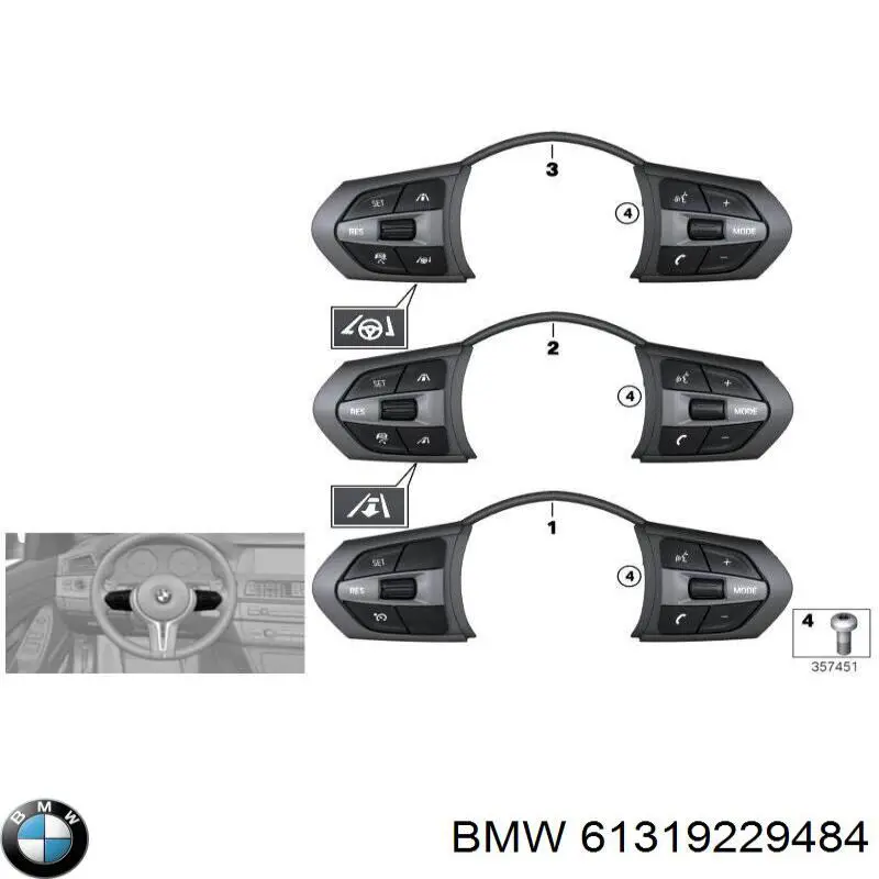 Блок кнопочных переключателей рулевого колеса BMW 61319229484 цена, от 45.15 USD