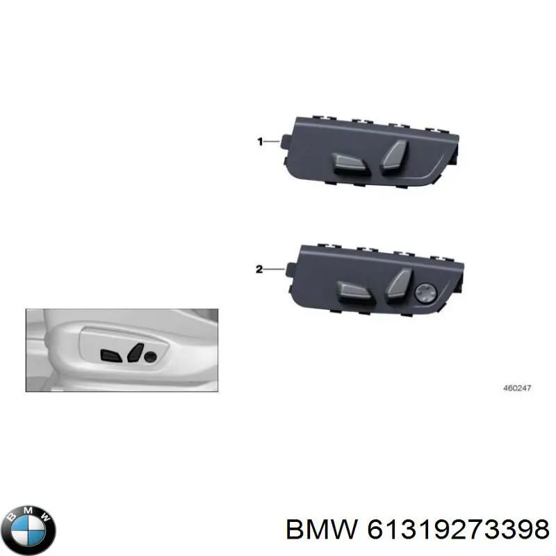 61319273398 BMW Блок кнопок механизма регулировки сиденья правый