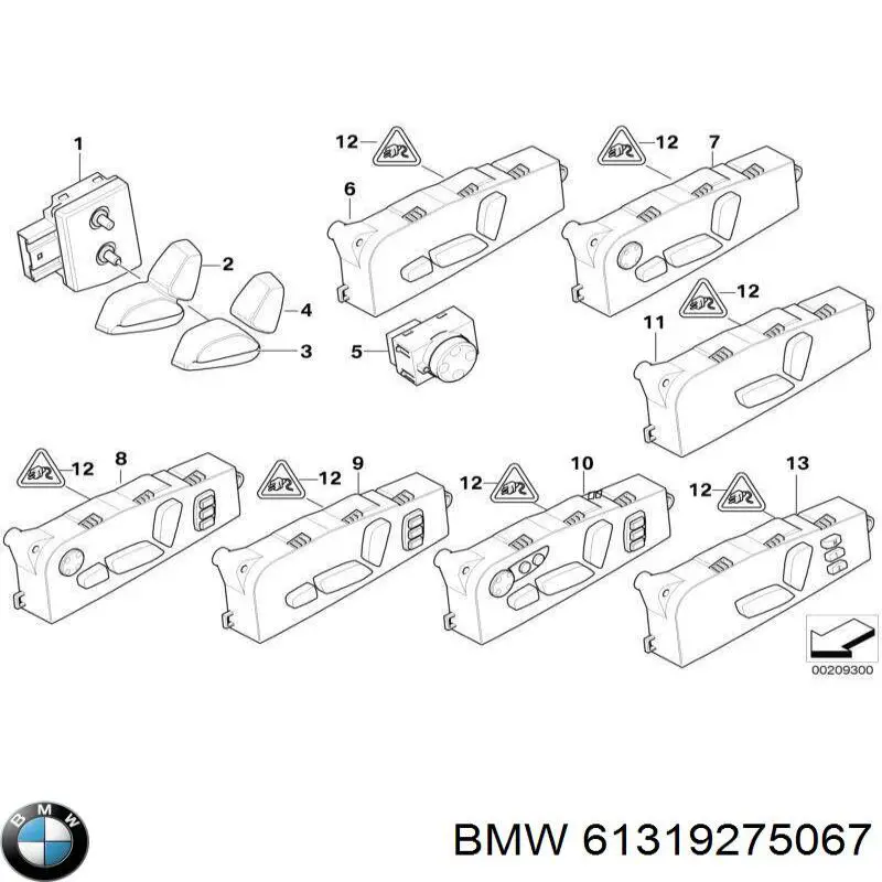 Блок кнопок механизма регулировки сиденья левый BMW 61319275067 цена, от 44.34 USD