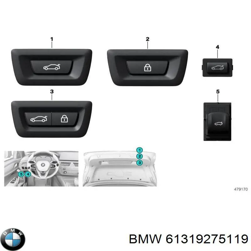 Ручка крышки багажника (двери 3/5-й задней) наружная 9162643 BMW