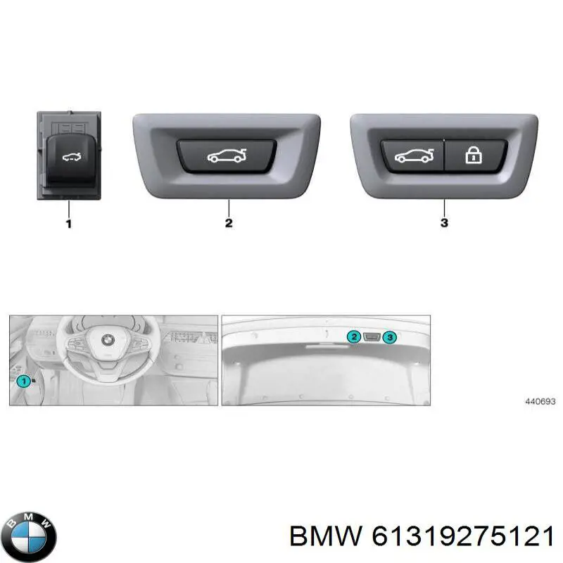 Кнопка салона привода крышки багажника (двери 3/5-й (ляды) BMW 9275121 цена, от 10.24 USD