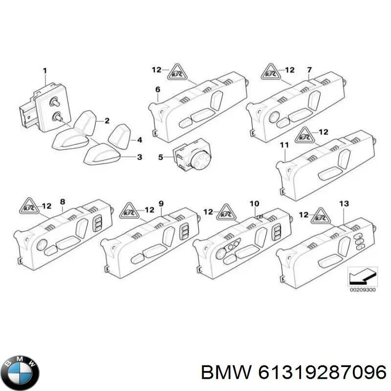 61319287096 BMW Блок кнопок механизма регулировки сиденья правый