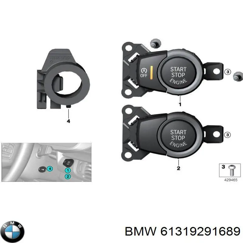 Кнопка запуска двигателя BMW 61319291689