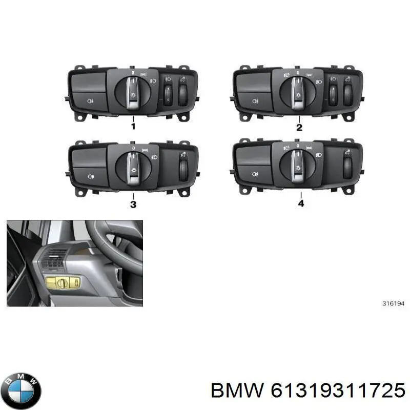 61319311725 BMW Переключатели электрические (переключатель света центральный)