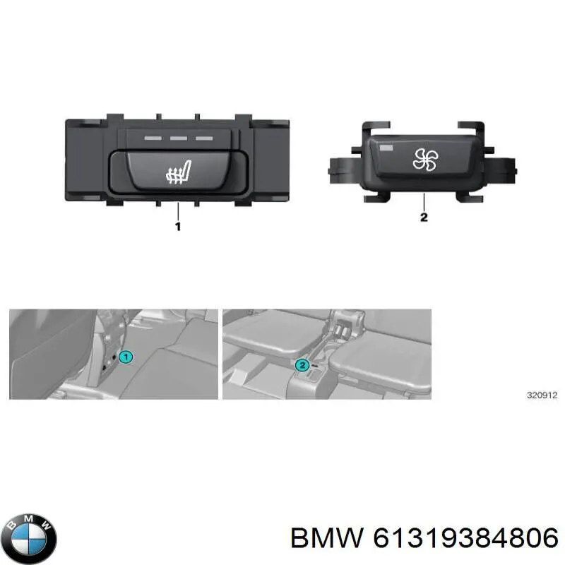 61319163293 BMW botão de ativação de aquecimento do assento