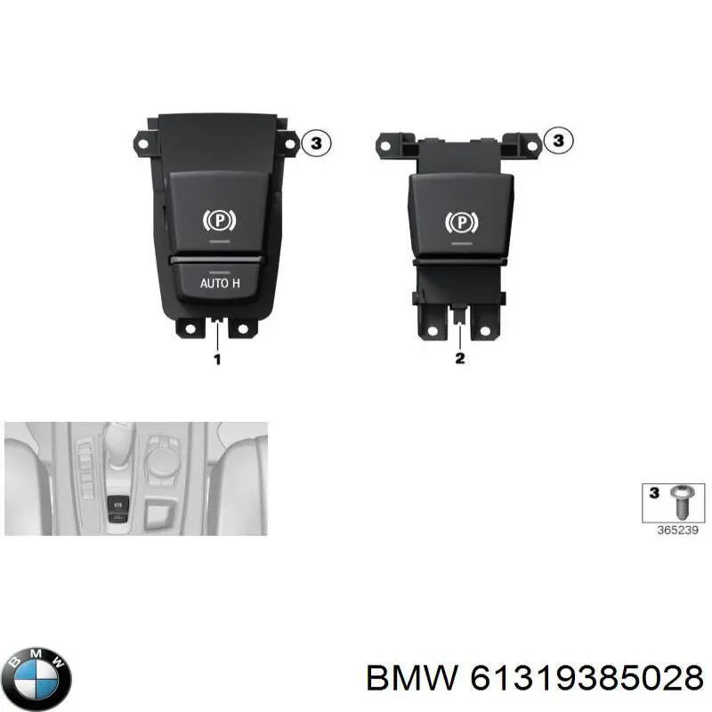 61319385028 BMW кнопка рычага стояночного тормоза