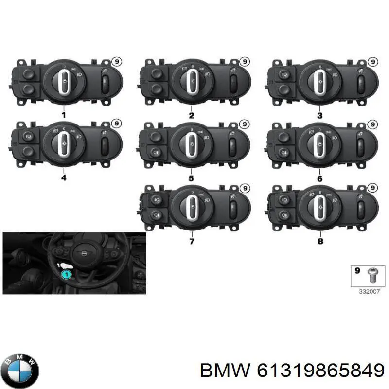 61315A25475 BMW Переключатели электрические (переключатель света центральный)