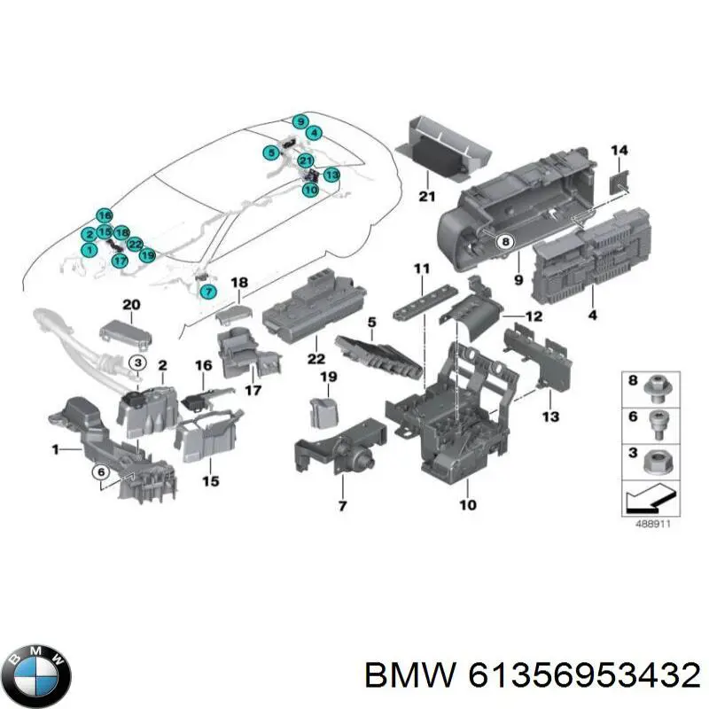 61356953432 BMW porca de fixação de tubo de admissão do silenciador (de calças)