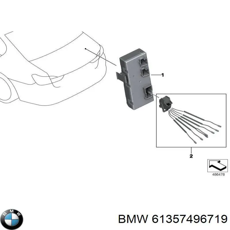 61357496719 BMW módulo de direção (centralina eletrônica de abertura de tampa de porta-malas (de 3ª/5ª porta traseira))