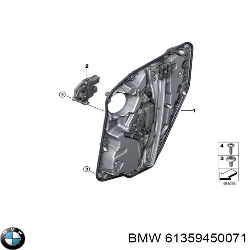 61358739975 BMW Мотор стеклоподъемника двери задней, левой