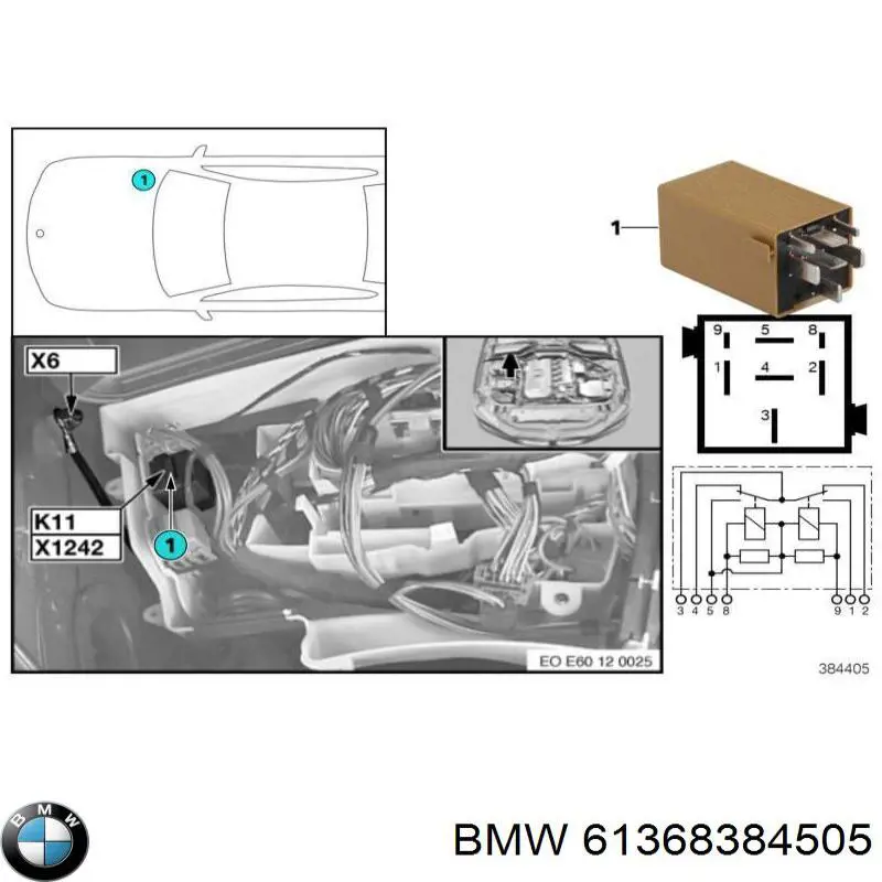 Реле дворников 61368384505 BMW