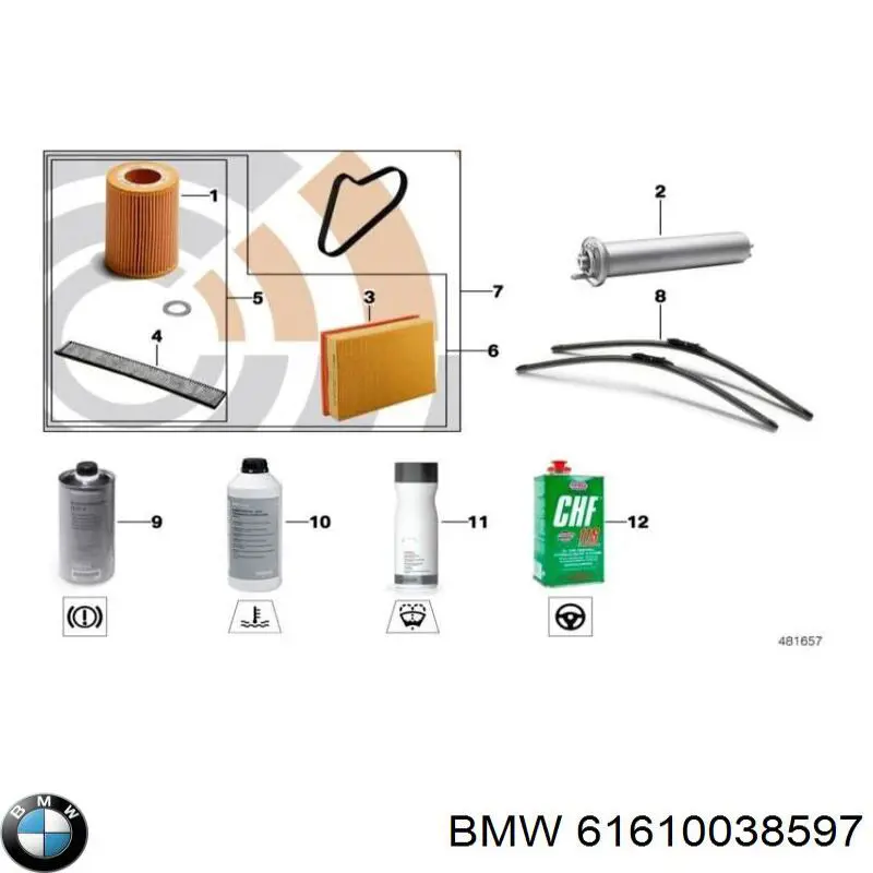 Juego de limpiaparabrisas de luna delantera, 2 piezas 61610038597 BMW/MINI