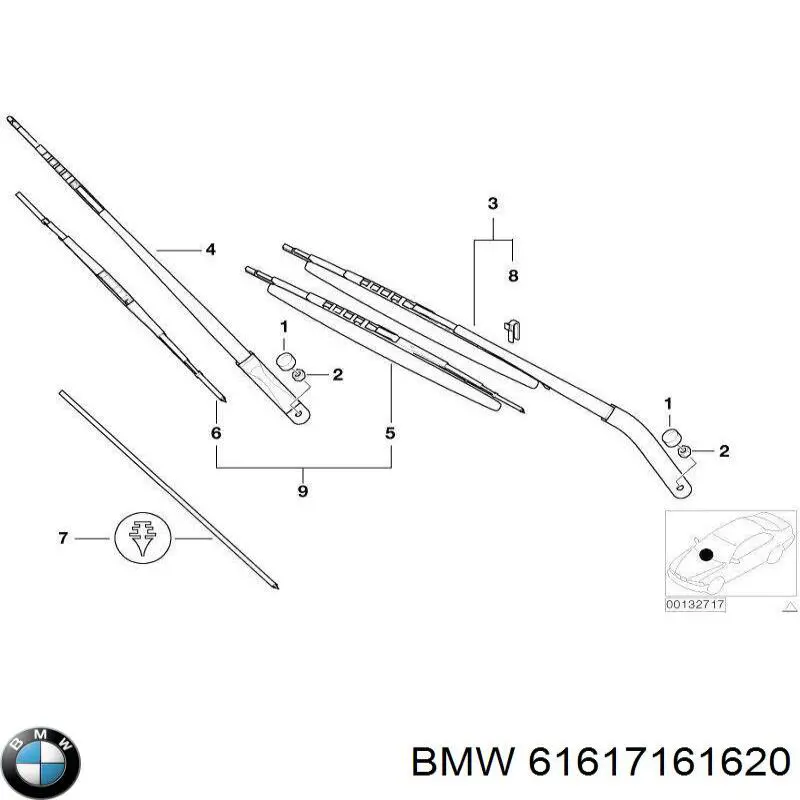 Щетка-дворник лобового стекла пассажирская BMW 61617161620