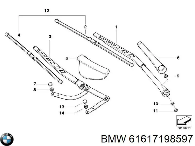 Рычаг стеклоочистителя BMW 61617198597 цена, от 8.47 USD