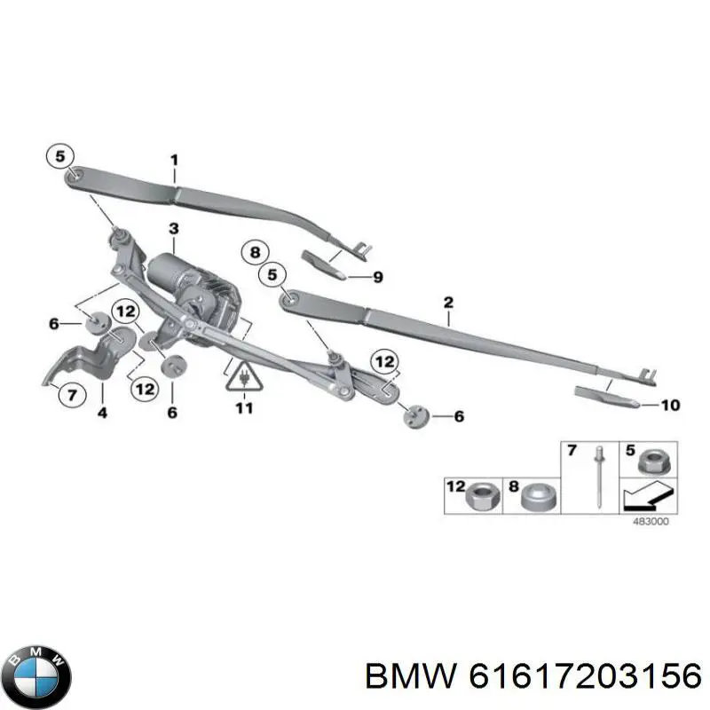 61617203156 BMW рычаг-поводок стеклоочистителя лобового стекла