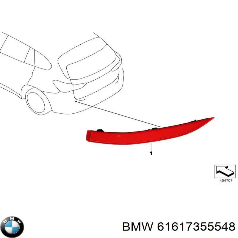 Катафот (відбивач) заднього бампера, правий 61617355548 BMW