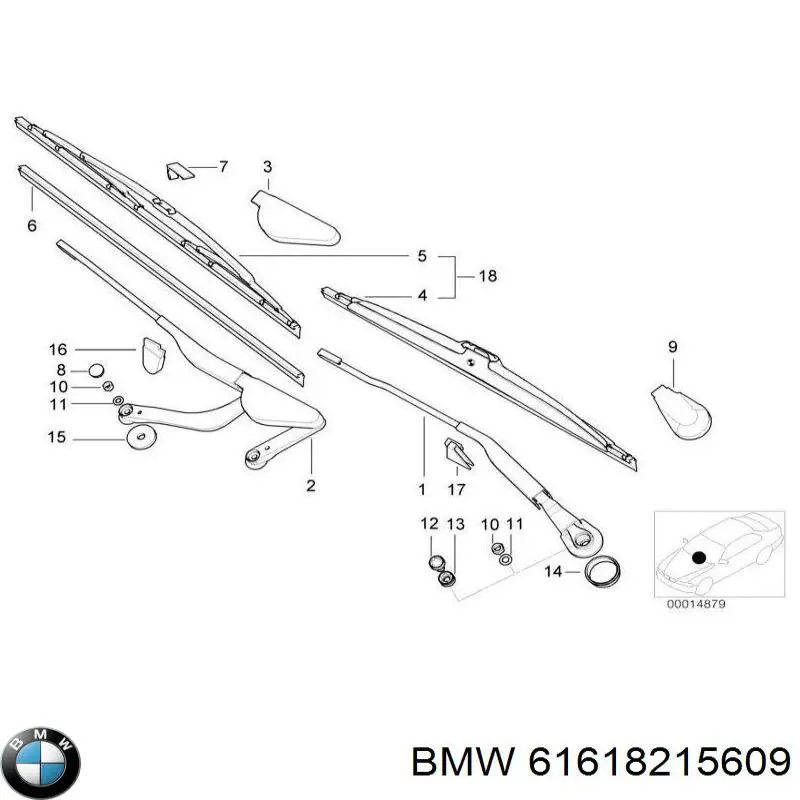 61618215609 BMW рычаг-поводок стеклоочистителя лобового стекла