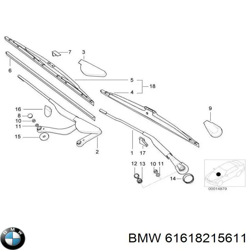 61618215611 BMW щетка-дворник лобового стекла водительская