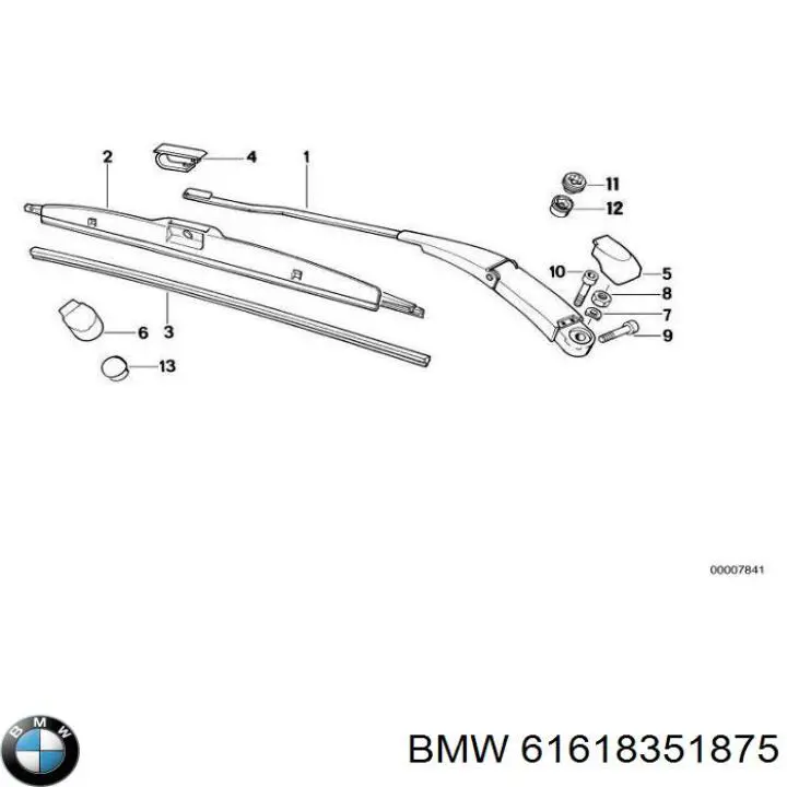 Brazo del limpiaparabrisas, lavado de parabrisas, luna delantera 61618351875 BMW