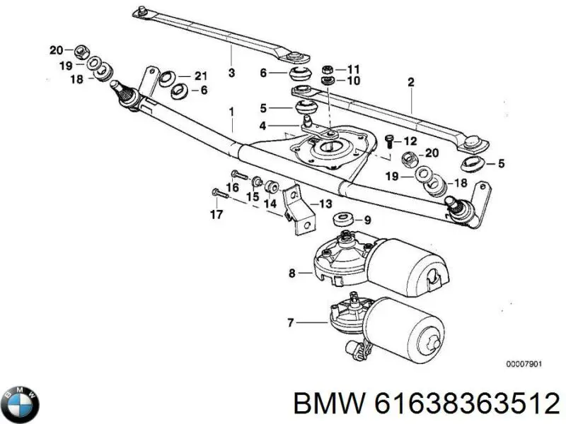 Мотор стеклоочистителя лобового стекла на BMW 3 E36