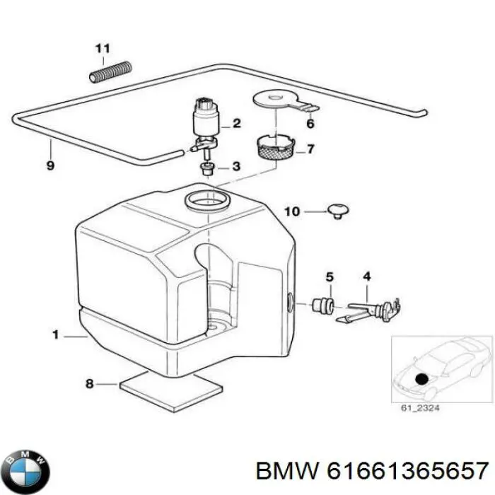 Bomba de lavado de juntas tóricas 61661365657 BMW