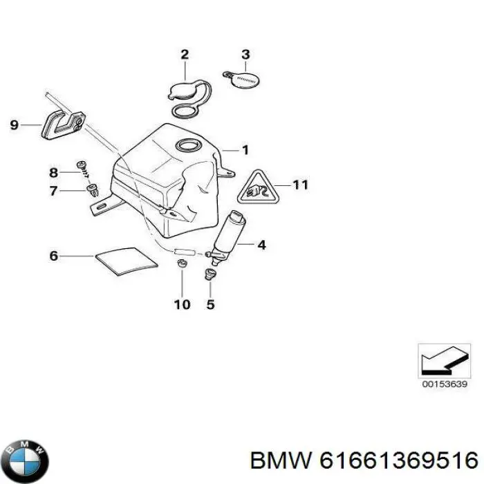 Крышка бачка омывателя 61661369516 BMW