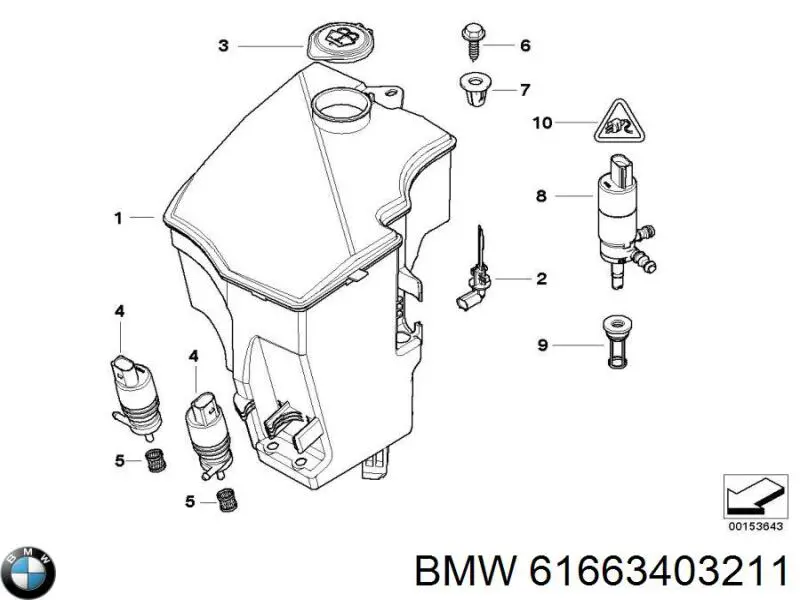 Tanque de fluido para lavador de vidro para BMW X3 (E83)