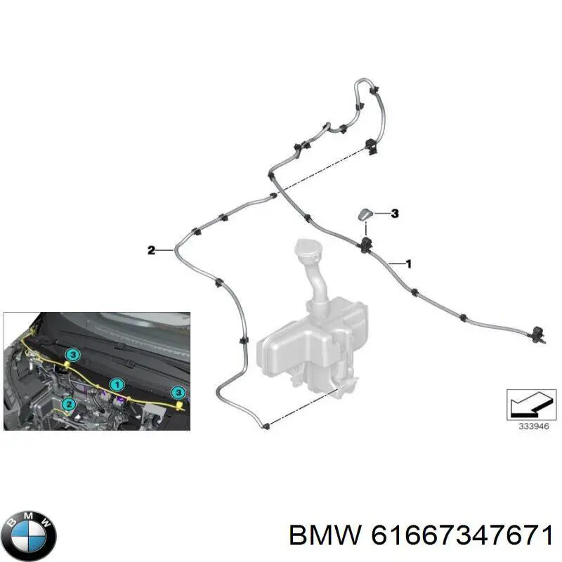 Mangueira de fluido para lavador de pára-brisas para BMW I3 (I01)