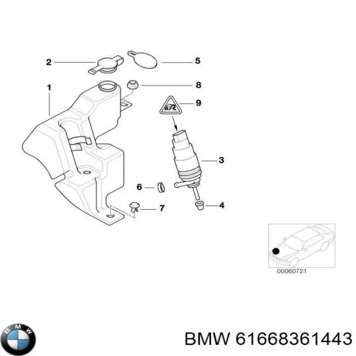 Бачок омывателя лобового стекла BMW 5 универсал (E39) (1997 - 2004) цена, от 9.37 USD