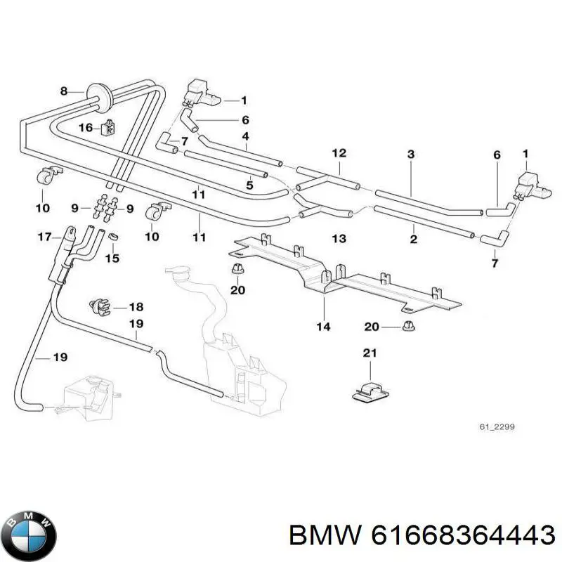 Форсунка омывателя лобового стекла 61668364443 BMW