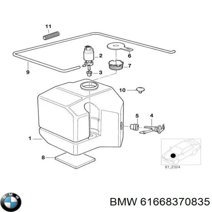 Бачок омывателя стекла на BMW 3  E36