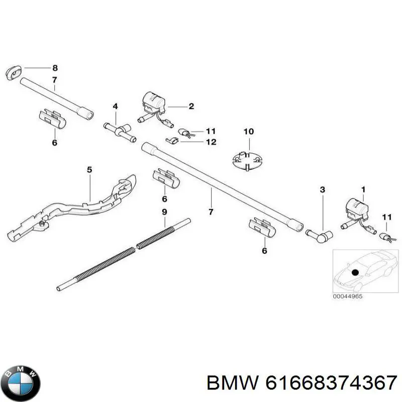 61668374367 BMW форсунка омывателя стекла лобового левая