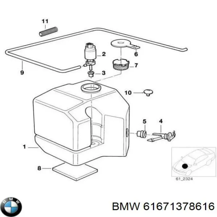 61671378616 BMW форсунка омывателя фары передней