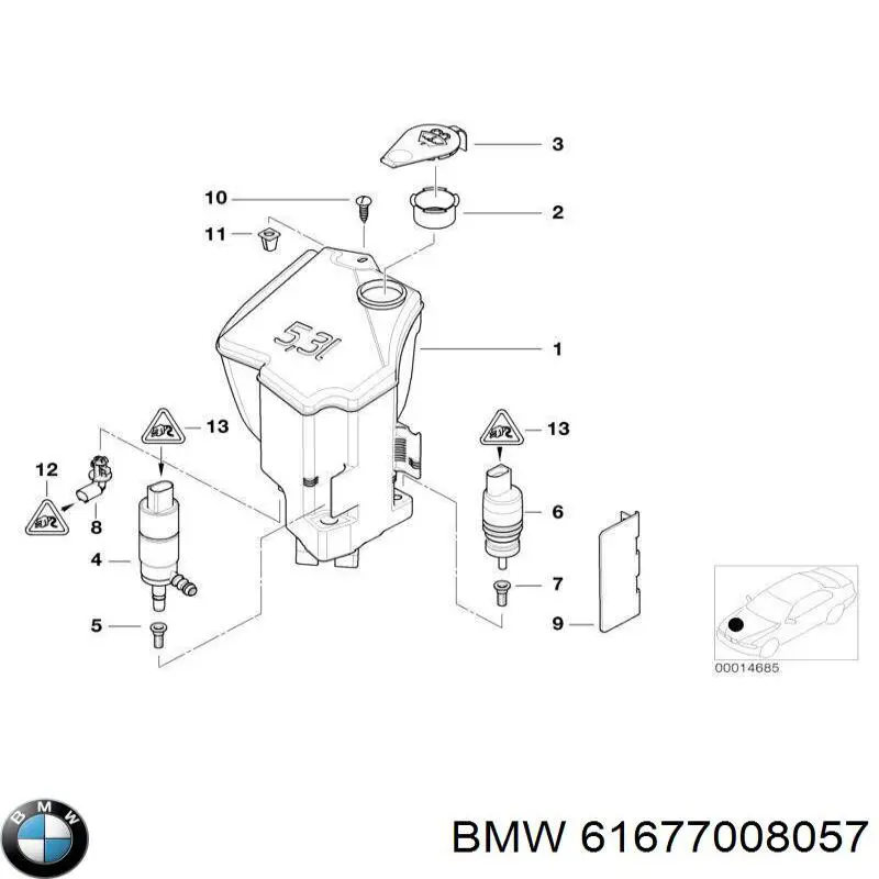Бачок омывателя фар на BMW 3 (E46) купить.
