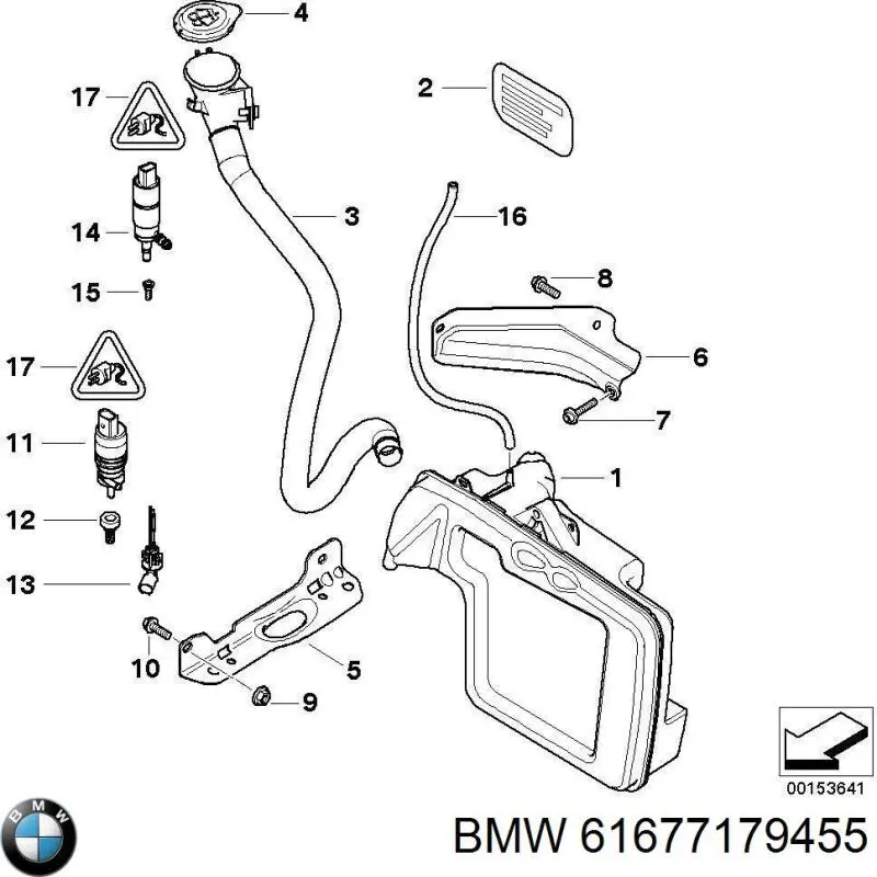 Tanque de fluido para lavador das luzes para BMW 5 (E61)