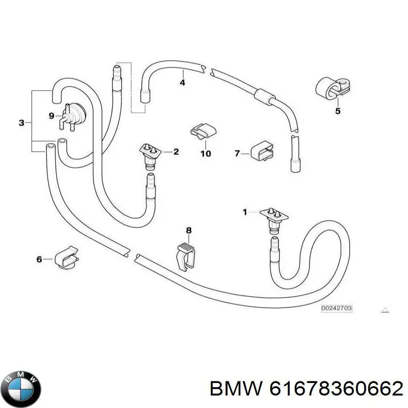 Tobera de agua regadora, lavado de faros, delantera derecha 61678360662 BMW