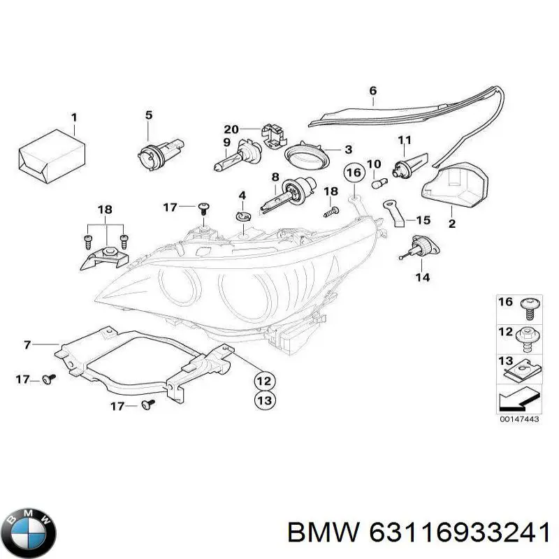 Кронштейн (адаптер) крепления фары передней BMW 63116933241 цена, от 8.87 USD