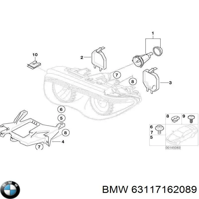 63117162089 BMW consola (adaptador de fixação da luz dianteira esquerda)