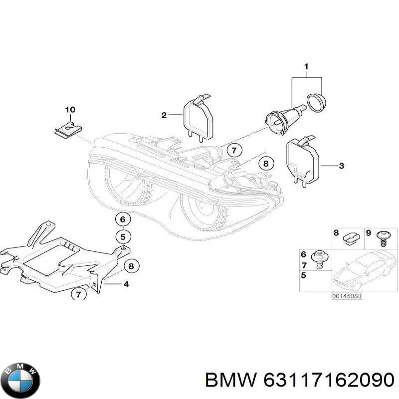 Крепление фары передней, правой BMW 63117162090 цена, от 16.47 USD