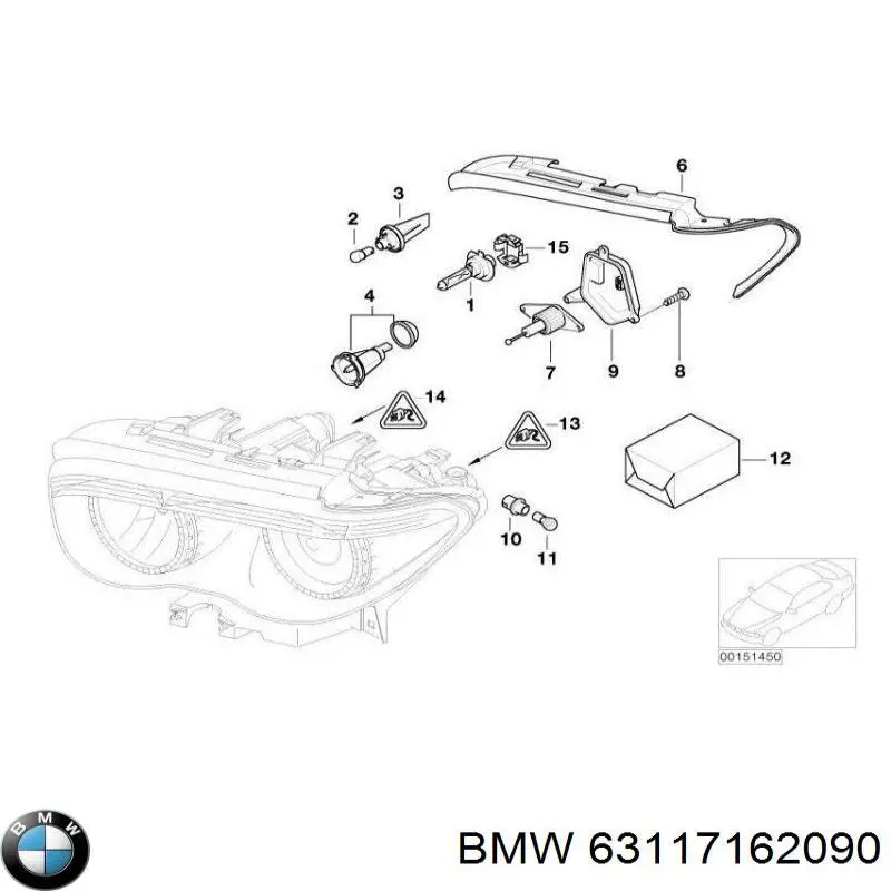 63117162090 BMW consola (adaptador de fixação da luz dianteira direita)