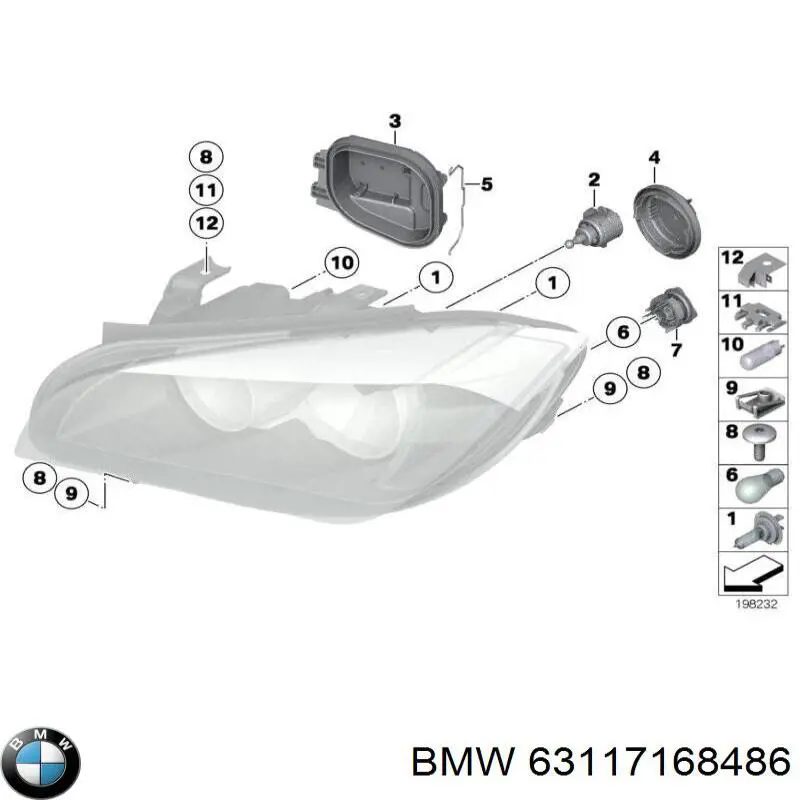 Корректор фары 63117168486 BMW