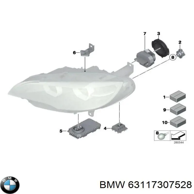 63117307528 BMW módulo de direção (centralina eletrônica das luzes)