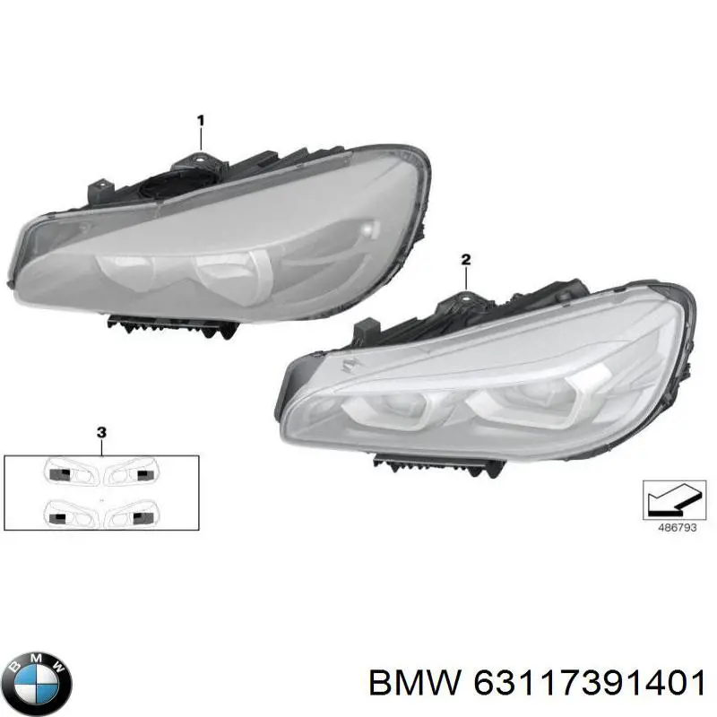 Левая фара 7391401 BMW